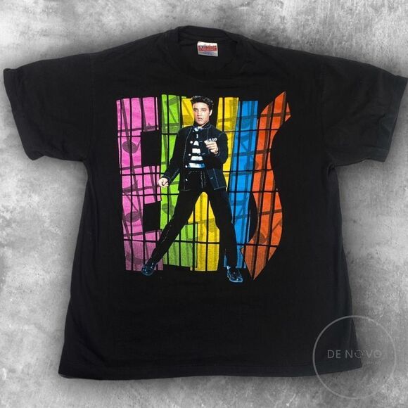 Hanes Ultraweight Vintage Single Stitch Elvis Presley Short Sleeve Graphic Tee L